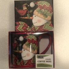 LANG Ceramic Coffee Mug Cardinal on Nose Snowman Christmas 2016 picture