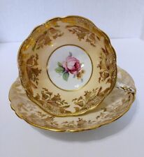 PARAGON Tea Cup and Saucer Center Cabbage Pink Rose White Center Gold Gilt picture