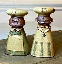Vintage UCTCI Stoneware Pottery Man & Woman Chef Salt and Pepper Shakers Unused picture