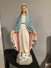 Rare Large Vintage Virgin Mary Lady of Grace Chalkware Religious Statue 16” picture
