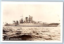 U S S Mississippi Postcard RPPC Photo US Navy Battleship c1940s Unposted Vintage picture
