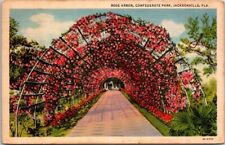 Jacksonville Florida Confederate Park Rose Arbor 1938 Vintage Linen Postcard picture