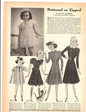 1937 Print Ad McCall's Patterns Buttoned or Zipped  Girl's Dresses Illustrations picture