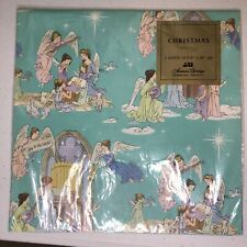 VTG 50s-60s American Greetings Christmas Wrap Angels Manger 2 Sheets 19 3/4”x29” picture
