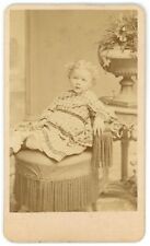 CIRCA 1870'S CDV Adorable Little Girl Lounging on Chair W.F. Stein Ravenna, OH picture
