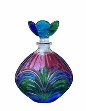 Vintage MURANO Perfume Bottle with Dauber Top Italian Art Glass 5” Tall picture