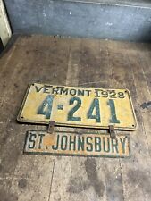 Vintage Old Rare 1928 28 ST Johnsbury Vermont VT Vanity Topper License Plate Tag picture