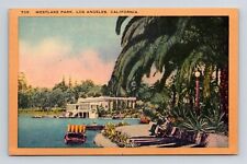 Los Angeles California Westlake Park Scenic Landmark Linen WOB Postcard picture