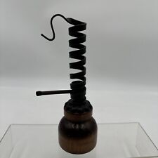 Amish Courting Candle Holder Black Wrought Iron & Wood Works Great Vintage 9” picture