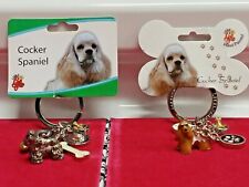 Little Gifts Cocker Spaniel Dog Breed Figurine Keychain W/ Charms Pewter Enamel  picture