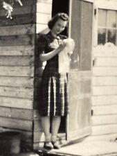 CA) Photo Beautiful Woman Lady Housewife Wife Drying Dishes Back Porch 1930s picture