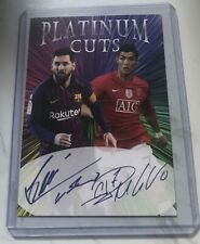 🔥RARE DUAL SIGNATURES🔥  ⚽️Ronaldo &  Messi Platinum Cuts Memorabilia Card 💎⚽️ picture