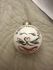 Vintage Cat Hand Blown Rare ornament Very Rare Bow Collectible ￼ porcelain picture