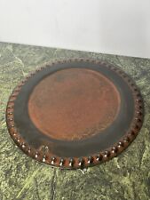 RARE Jan Barboglio 14” Rustic Iron Brown-Round Charger Beaded Edge Serving Tray picture
