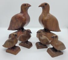 Carved Wood Bird Family of 6 English Walnut & Walnut M.A. Roberts 1977-1982 picture