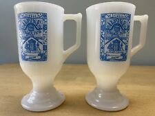Vintage-2 Las Vegas Milk Glass Footed Mugs Cups Trinken Alpine Village Inn picture