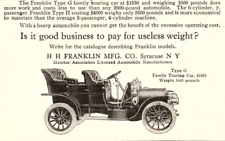 c1910 FRANKLIN AUTOMOBILE MANUFACTURERS SYRACUSE NY VINTAGE ADVERTISEMENT Z460 picture