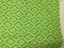 BRUNSCHWIG & FILS 6.8Y Fabric Upholstery Bird 1974 Cotton Green/Ivory Vtg picture
