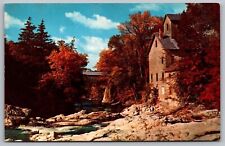 Vermont Old Mill Covered Bridge Rutland Airport Vintage Postcard picture