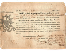 WAR OF 1812 Appointment To Sergeant Signed by Lt. Col. Daniel Messinger 1814 picture