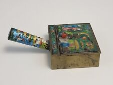 Vintage Chinese Enamel Cloisonne Brass Silent Butler/Crumb Catcher Asian Scene picture