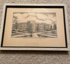 Framed historic Syracuse University Hinds Hall of Engineering building drawing picture