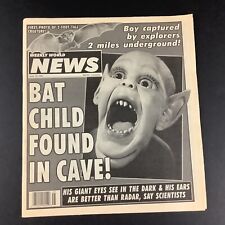Rare ORIGINAL 1992 WEEKLY WORLD NEWS MAG Batboy Child Found in Cave FLAT picture