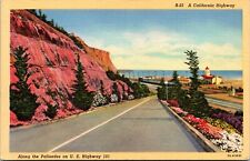 Vtg CA California Highway Along The Palisades on US Highway 101 1930s Postcard picture