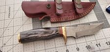 Never used beautifully decorated Damascus knife with Decritive wooden handle. picture