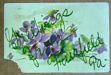 Greetings From Fairfield Pennsylvania Vintage Postcard. Flowers. Glitter picture
