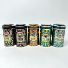 Vintage 1987 Watkins Spice Tins Set of 5 Parsley Nutmeg Tarragon 2 Pepper NOS picture