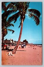 Typical Florida Beach Scene Vintage Unposted Postcard Swimming Surfing Relaxing picture