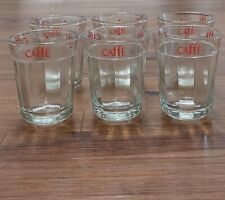 Vintage Caffe Set of 6 Shot Glasses Clear Made in Brazil 1 oz Barware picture