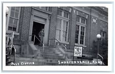 Independence Kansas KS Postcard RPPC Photo Post Office Building Boy Scene c1940s picture