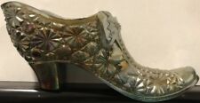 Boyd's Crystal Art Glass Boyd BOW SLIPPER PLATINUM CARNIVAL Made USA 3/20/1984 picture