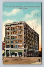 Topeka KS-Kansas, New England Building, Merchants Bank, Vintage c1911 Postcard picture