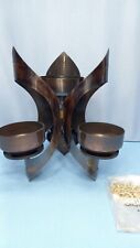 MASCOT MID-CENTURY HANGING CANDLE HOLDER GEOMETRIC ATOMIC BRUTALIST METAL 11X10 picture