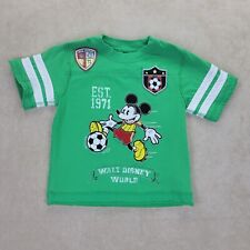 VTG Disney Parks Green Mickey Mouse Soccer Athletic Shirt Embroidered Yth Sz XXS picture