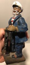 Nautical Black Sailor Fisherman At The Wheel Helm Figurine picture