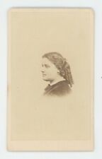 Antique CDV Circa 1860s Lovely Young Woman With Long Curls  Black Newport, RI picture