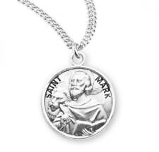 Elegant Patron Saint Mark Round Sterling Silver Medal Size 0.9in x 0.7in picture