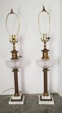 PR Vintage Hollywood Marble Brass Column oil style electric banquet Table Lamps picture