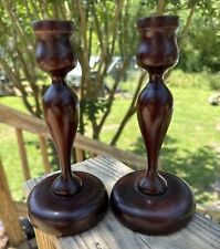 2 Vintage Wood Candle Stick Holders 8