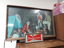 Vtg Budweiser Fishing Campfire Beer Lighted Sign 20