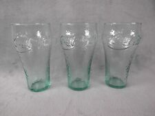 Vintage Coca Cola Green Hammered/Pebble Texture Drinking Glasses 6