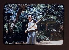 1950’s KODACROME RED SLIDE Cypress Gardens Man Posing With Parrot Florida picture