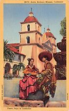 Santa Barbara CA California Mission Fiesta Southwest Folk Art Vtg Postcard Z2 picture