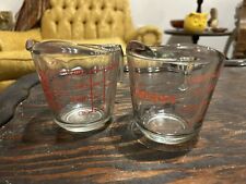Qty 2 Vintage Anchor Hocking Red Letter 1 Cup Glass Measuring Cup. picture