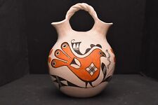 VTG Acoma Pueblo Pictorial Bird Pottery Wedding Vase Jar JUG 9