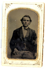 Antique Daguerreotype Photograph, 1890's Dashing Young Man, Bow Tie, 2.5x3.5 picture